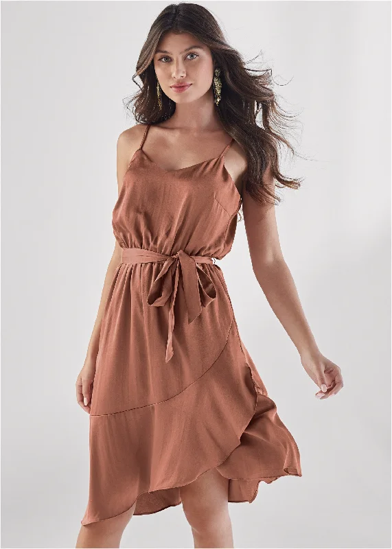 Ruffle midi dress - Peach