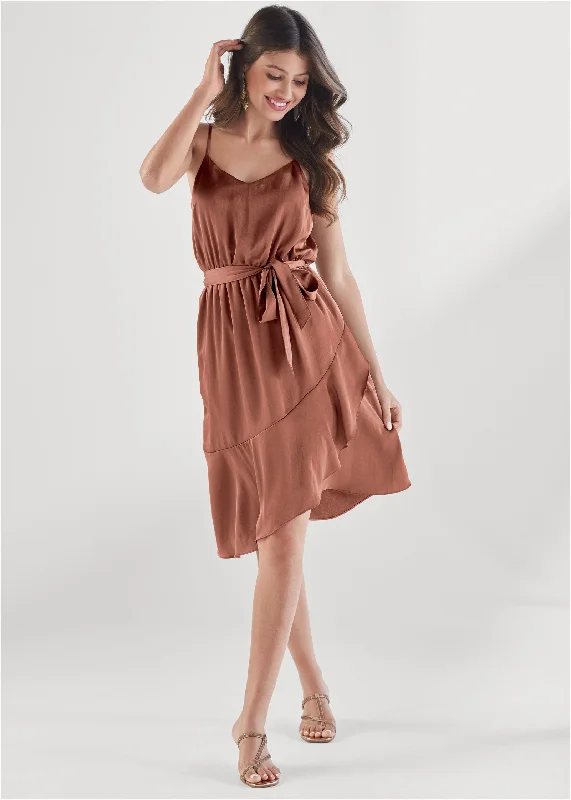 Ruffle midi dress - Peach