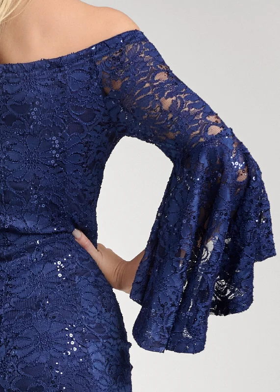 Sequin lace bodycon dress - Navy