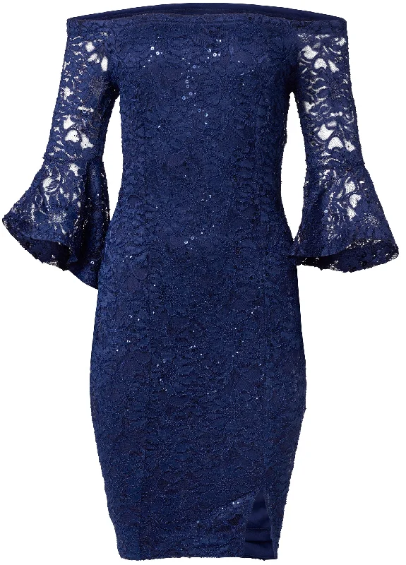 Sequin lace bodycon dress - Navy