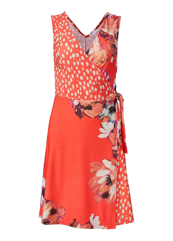 Printed wrap dress  - Orange Multi