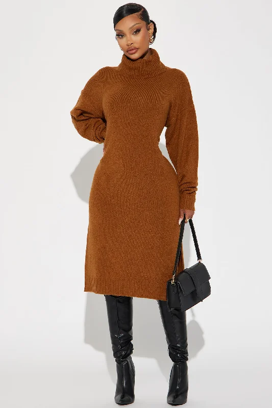 Jane Sweater Midi Dress - Cognac