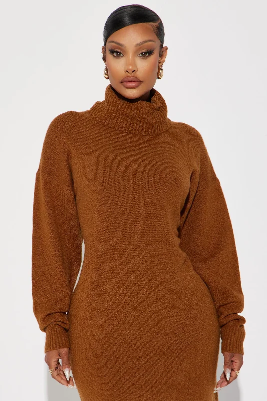 Jane Sweater Midi Dress - Cognac