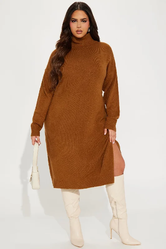 Jane Sweater Midi Dress - Cognac