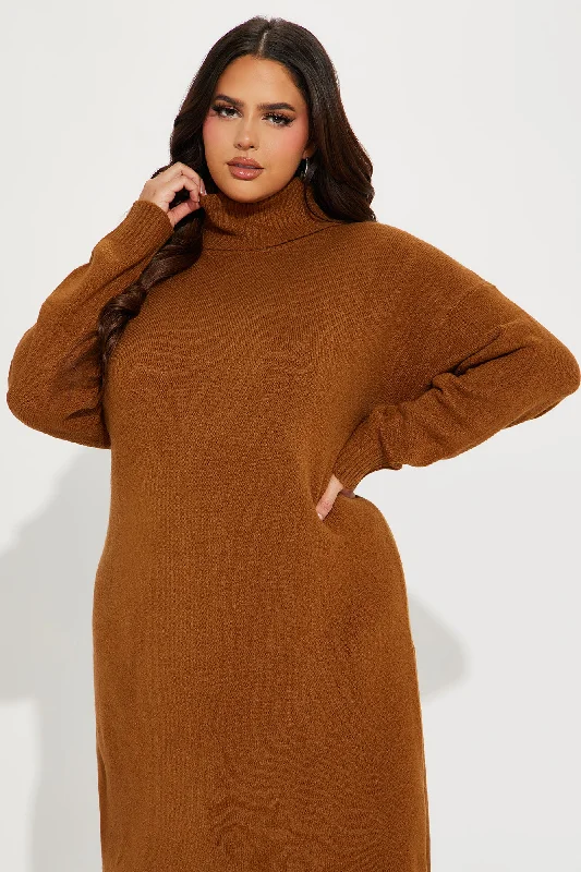 Jane Sweater Midi Dress - Cognac