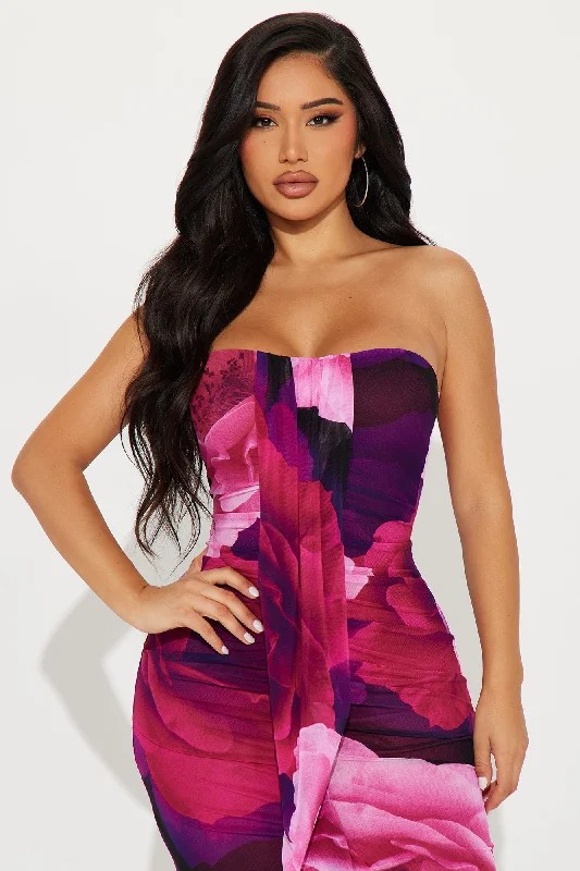 Kat Mesh Maxi Dress - Pink/combo