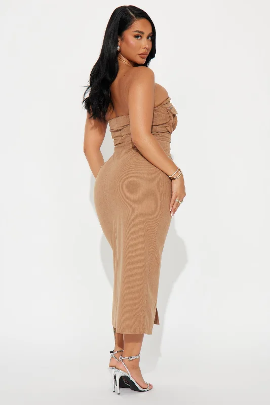 Keep It Real Cargo Maxi Dress - Taupe