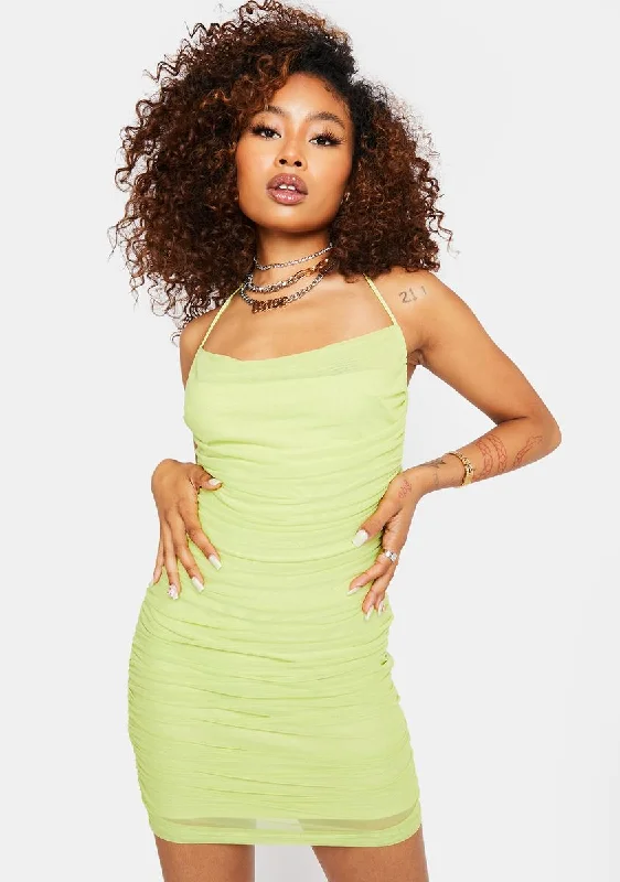 Key Lime Ruched Mini Dress