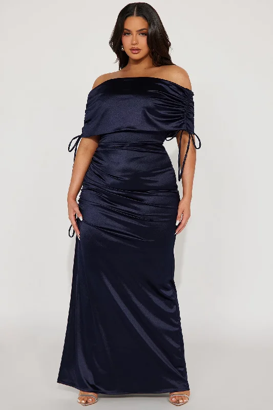 Kiara Off Shoulder Gown - Navy