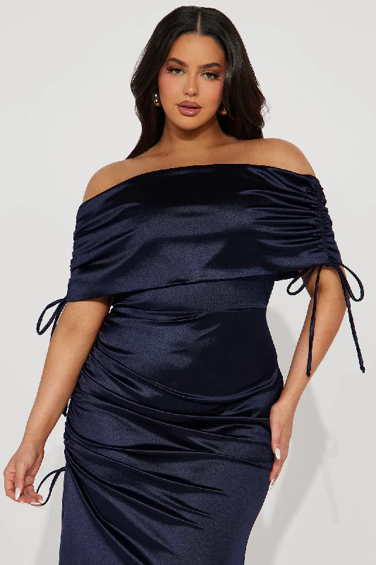 Kiara Off Shoulder Gown - Navy