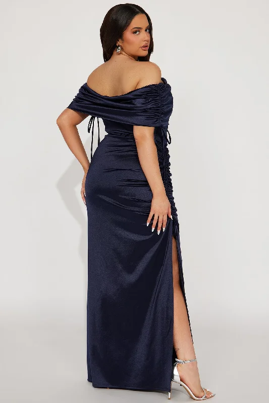 Kiara Off Shoulder Gown - Navy