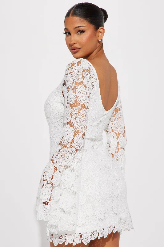 Krista Lace Mini Dress - White