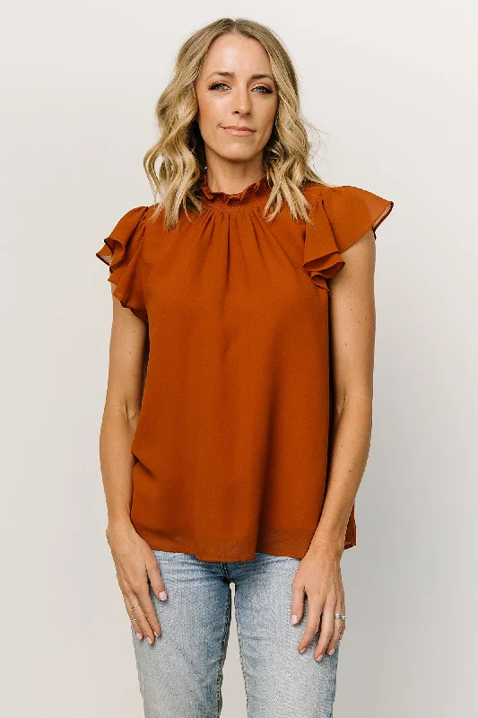 Leah Mock Neck Top | Spice