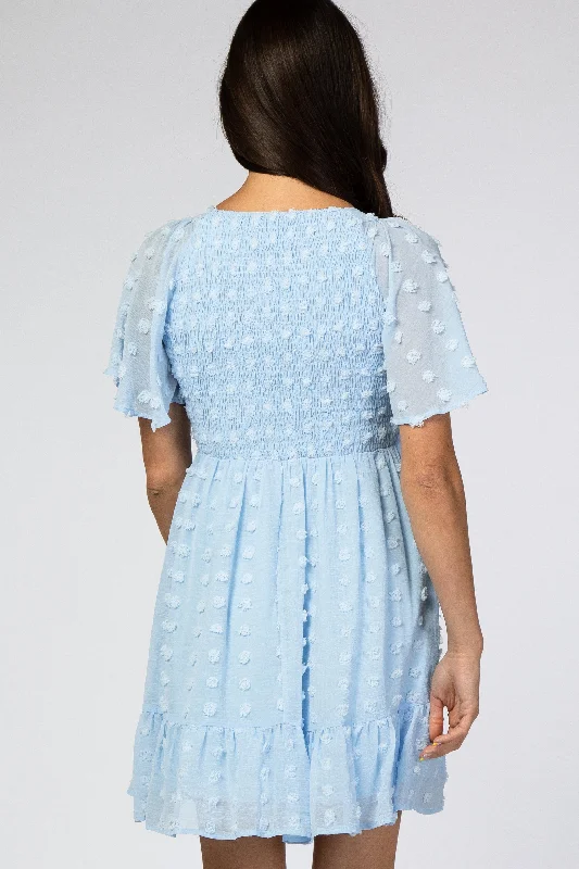 Light Blue Swiss Dot Smocked Dress