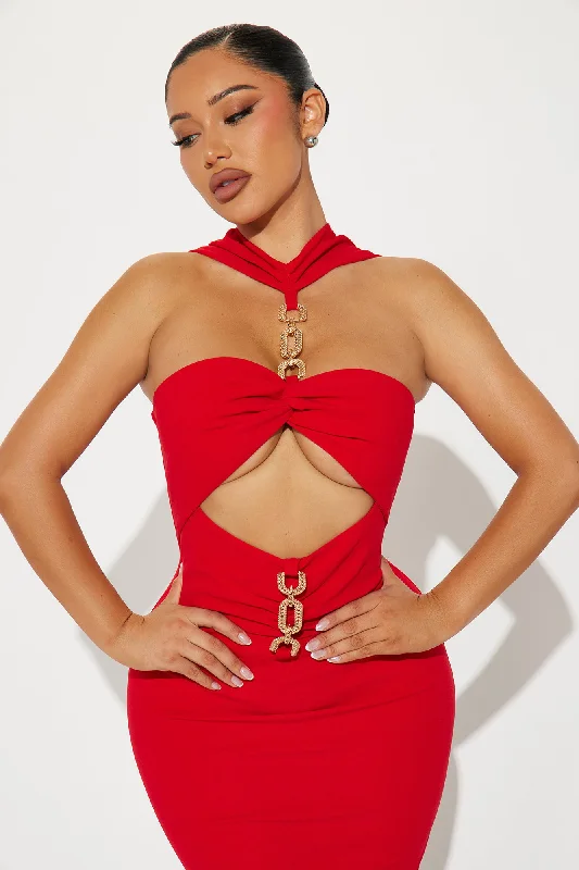 Love On Fire Midi Dress - Red