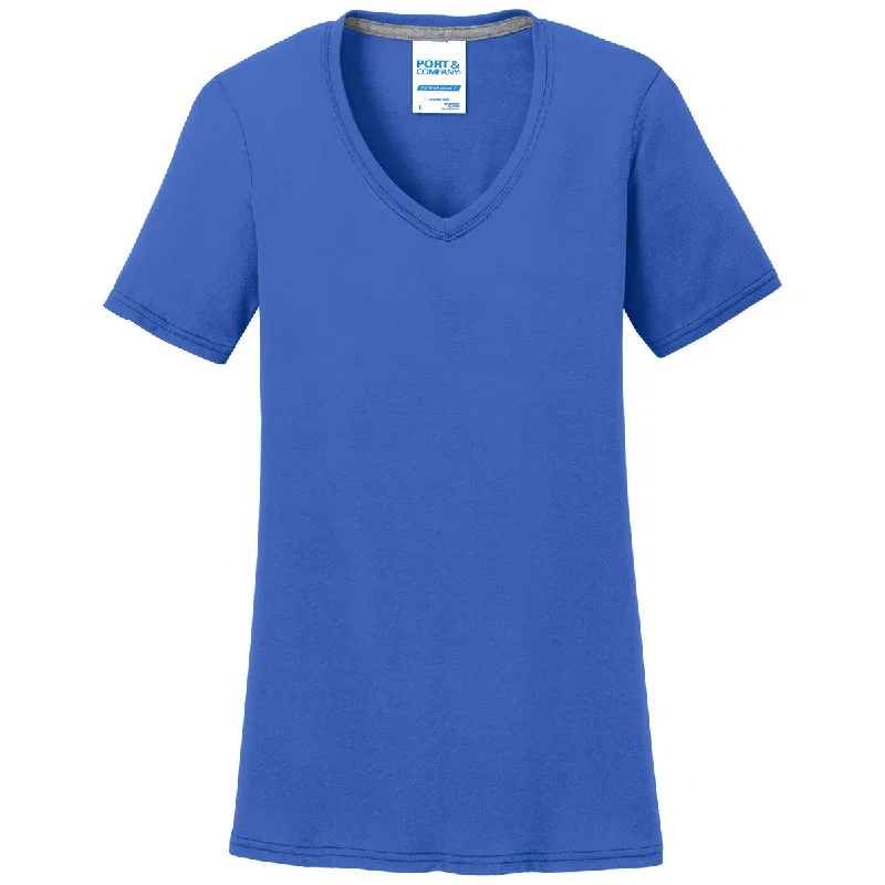 Port & Company Women's True Royal Performance Blend V-Neck Tee