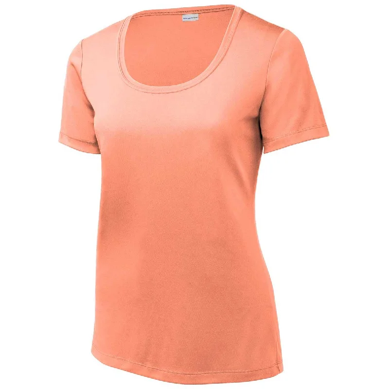 Sport-Tek Women's Soft Coral Posi-UV Pro Scoop Neck Tee