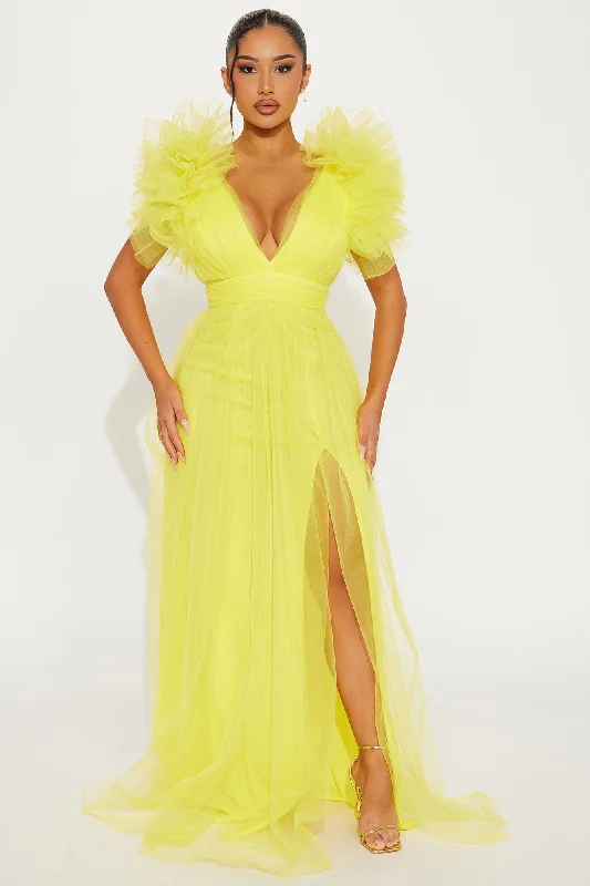 Lush Life Tulle Gown - Yellow