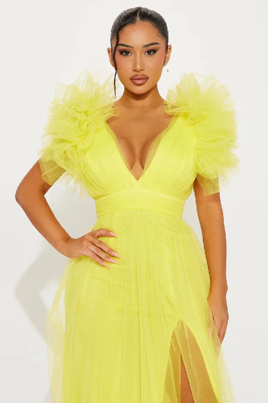 Lush Life Tulle Gown - Yellow