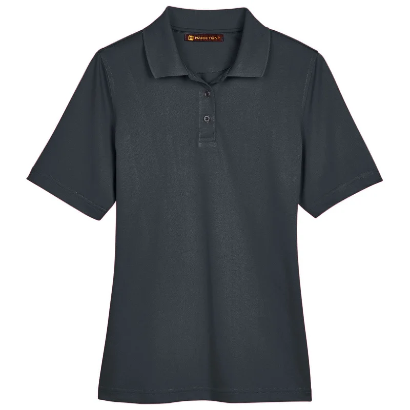 Harriton Women's Dark Charcoal Advantage Snag Protection Plus Polo