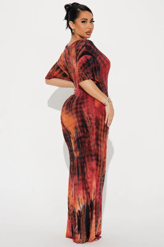 Malikai Tie Dye Maxi Dress - Rust