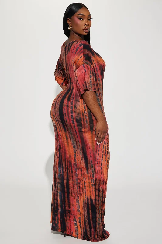 Malikai Tie Dye Maxi Dress - Rust