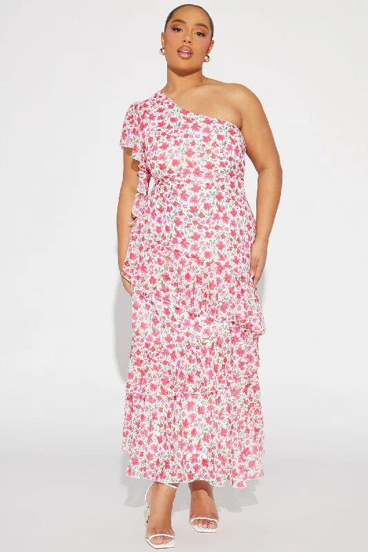 Mari Chiffon Maxi Dress - Pink/combo