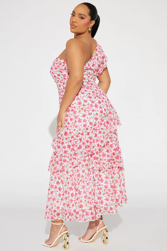 Mari Chiffon Maxi Dress - Pink/combo