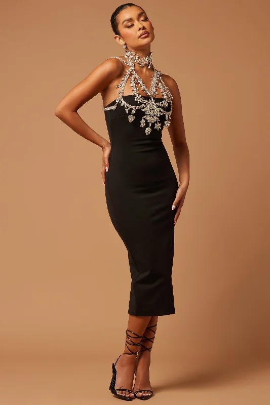 Melanie Embellished Dress Set - Black