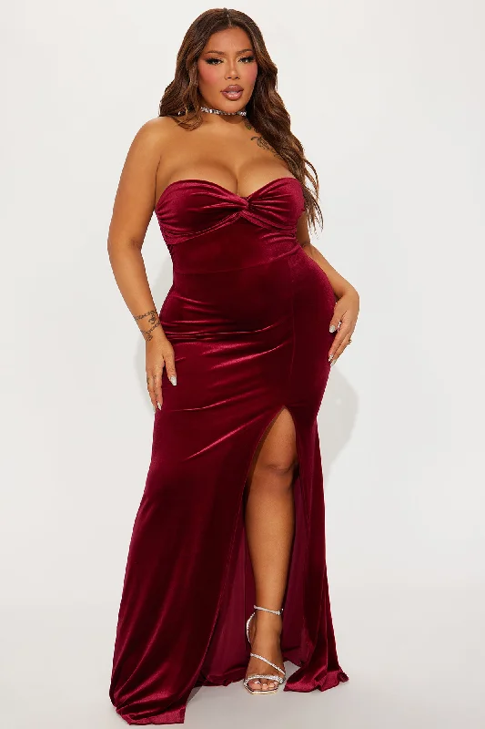 Mildred Velvet Maxi Dress - Burgundy