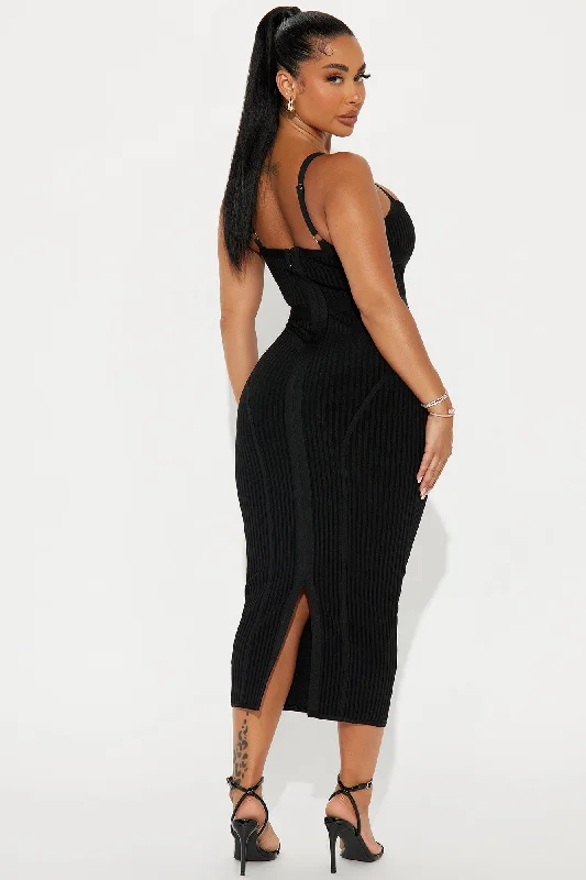 Misty Bandage Midi Dress - Black