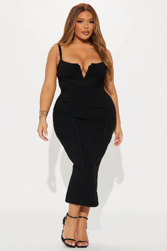 Misty Bandage Midi Dress - Black