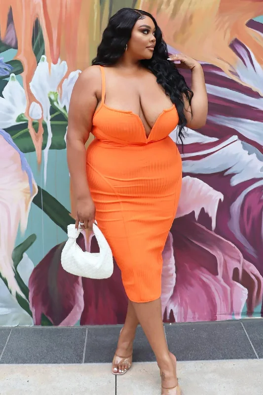 Misty Bandage Midi Dress - Orange