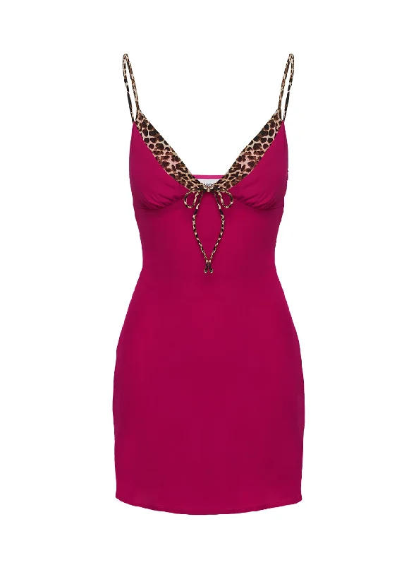 Moorey Mini Dress Hot Pink / Leopard