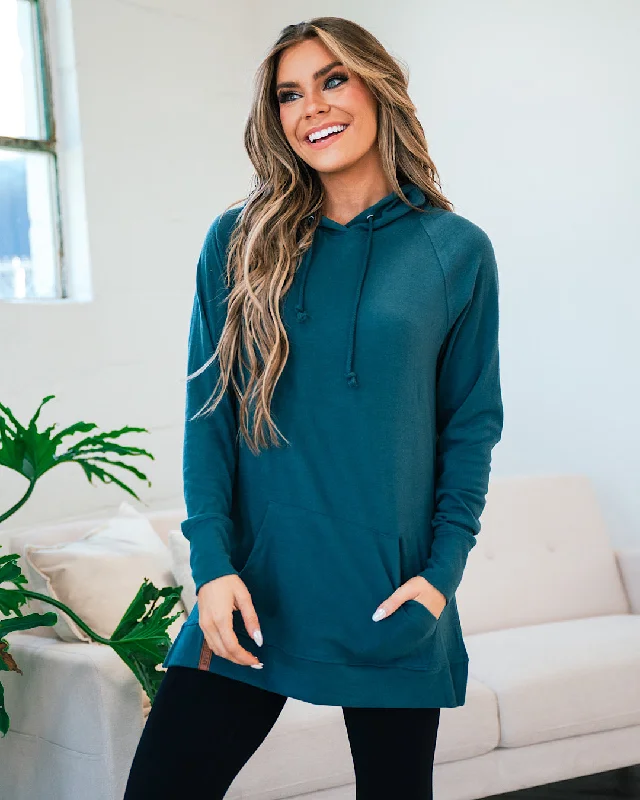 Ampersand Ave Sideslit Hoodie - Teal FINAL SALE