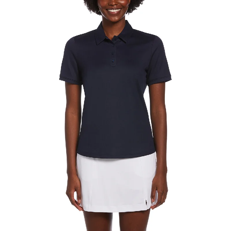 Original Penguin Women's Black Iris Blue Solid Polo