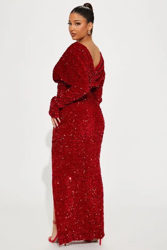 One And Only Sequin Gown - Red