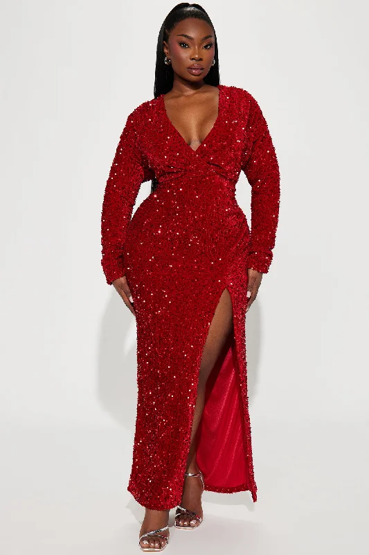 One And Only Sequin Gown - Red