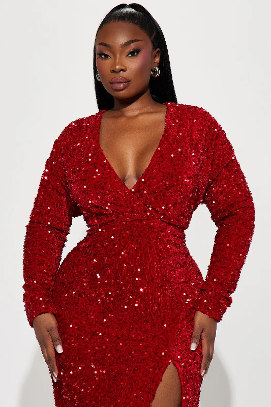 One And Only Sequin Gown - Red