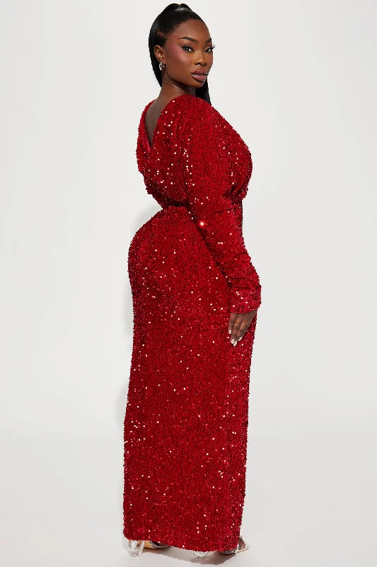 One And Only Sequin Gown - Red