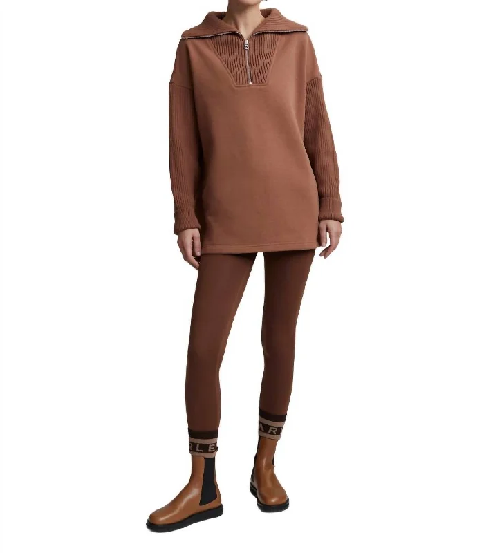 Owens Half Zip Sweat In Carob Brown