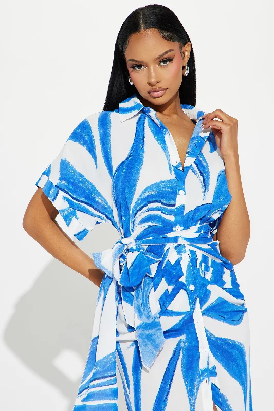 Paradise Challis Midi Dress - Blue/combo