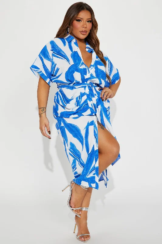 Paradise Challis Midi Dress - Blue/combo