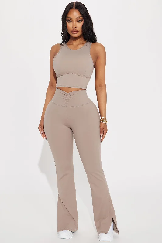 Pilates Girl Active Flare Pant - Taupe