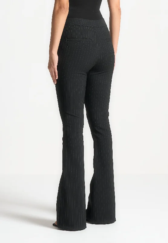 Pinstripe Fit and Flare Leggings - Black