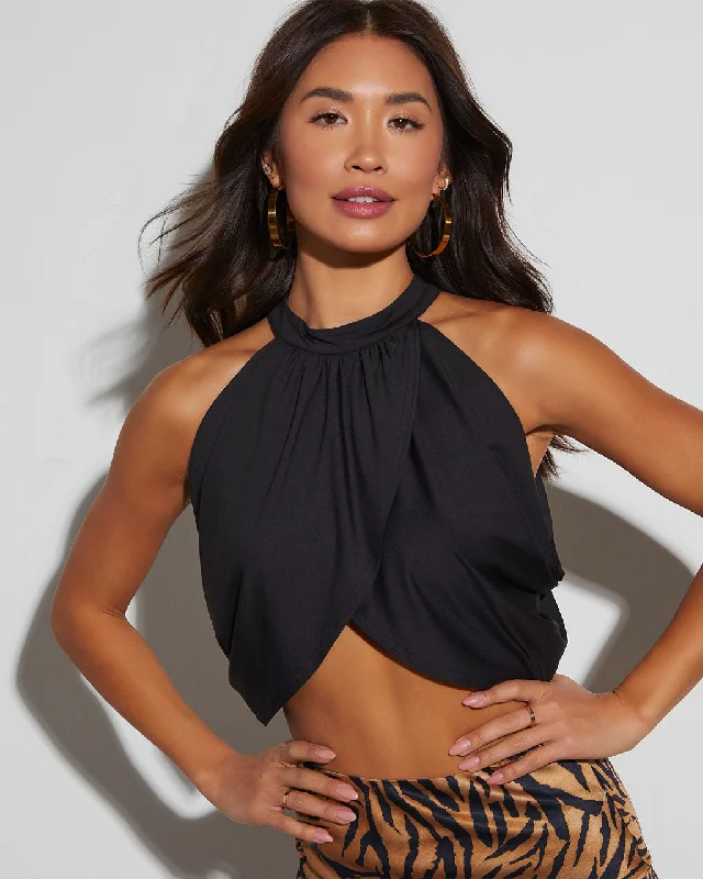 Pluma Halter Wrap Crop Top