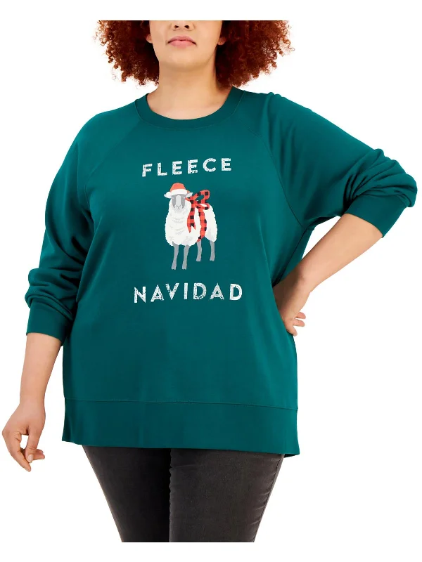 Plus Womens Cotton Blend Holiday Sweatshirt