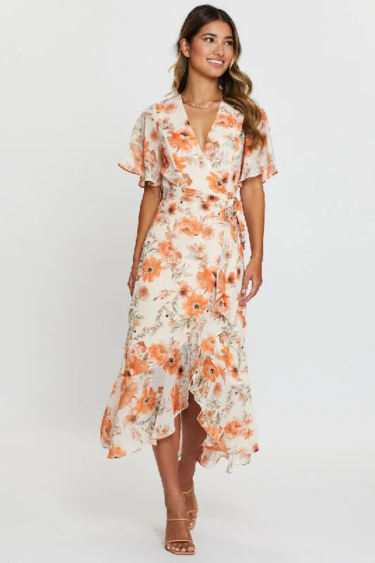 Print Dress Short Sleeve Maxi