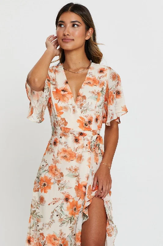 Print Dress Short Sleeve Maxi