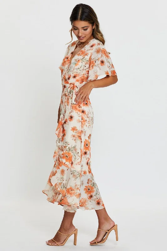 Print Dress Short Sleeve Maxi